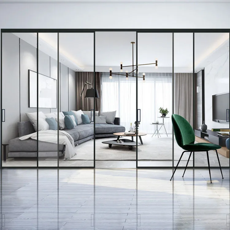 Track Aluminium Soft American Style Mirrored Interior Sliding Barn Doors Warm interior french bathroom aluminium sliding door