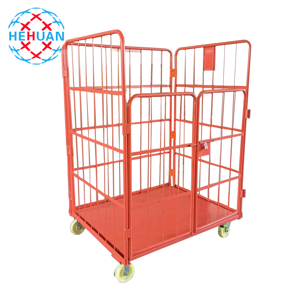 Logistics Folding Transport Roller Cage Trolley Metal Parts Logistics Turnover Trolley Rack