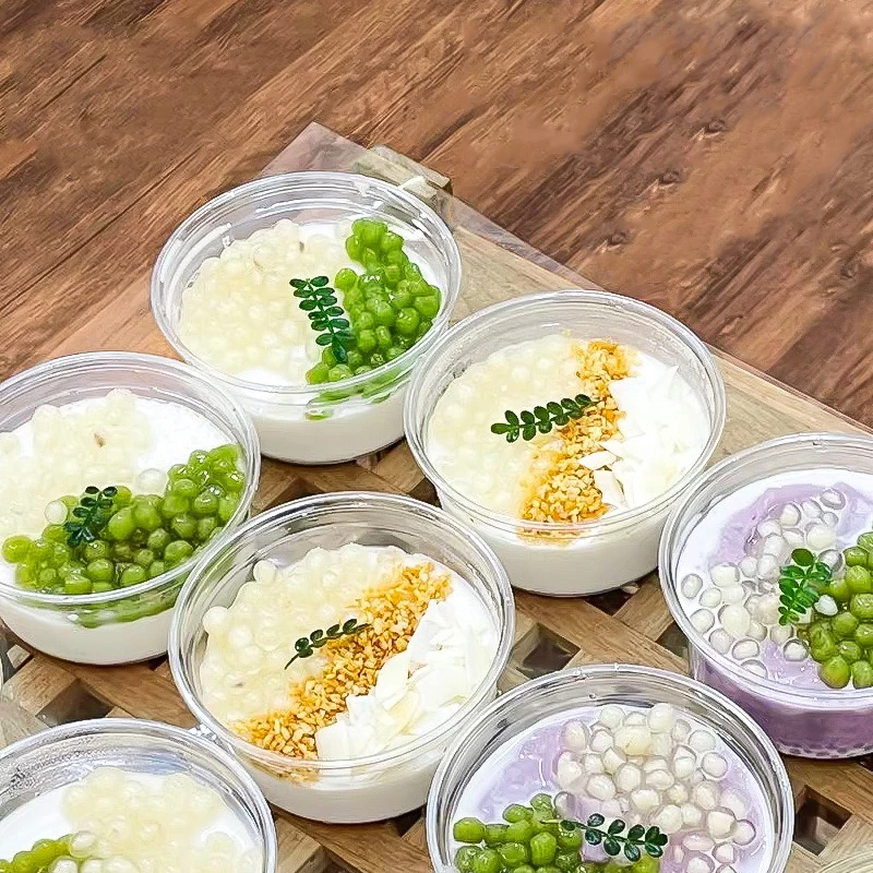 Eco-friendly One-time Fruit Cup Ice Powder Bowl with Cover Togo Transparent Plastic Fruit Clear Salad Container Salad Bowl