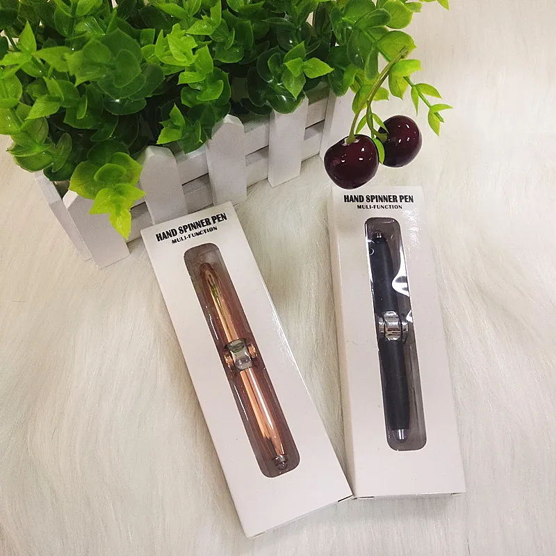 Novelty toys Metal Rotating Fidget Spinning Spin Pen Anti Stress Finger Hand Spinner Pen with LED Light
