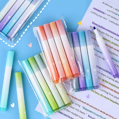 1 Set/4 Piece Morandi Eye Protection Writing Creativity 12 Colors Cute Art Marker Graffiti Highlighter Gradient Fluorescent Pen