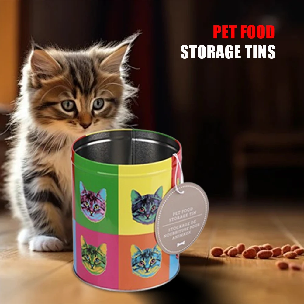 China Factory Custom Printing High Quality Tinplate Tin Container With Lid Metal Popcorn Tins Pet Food Tin