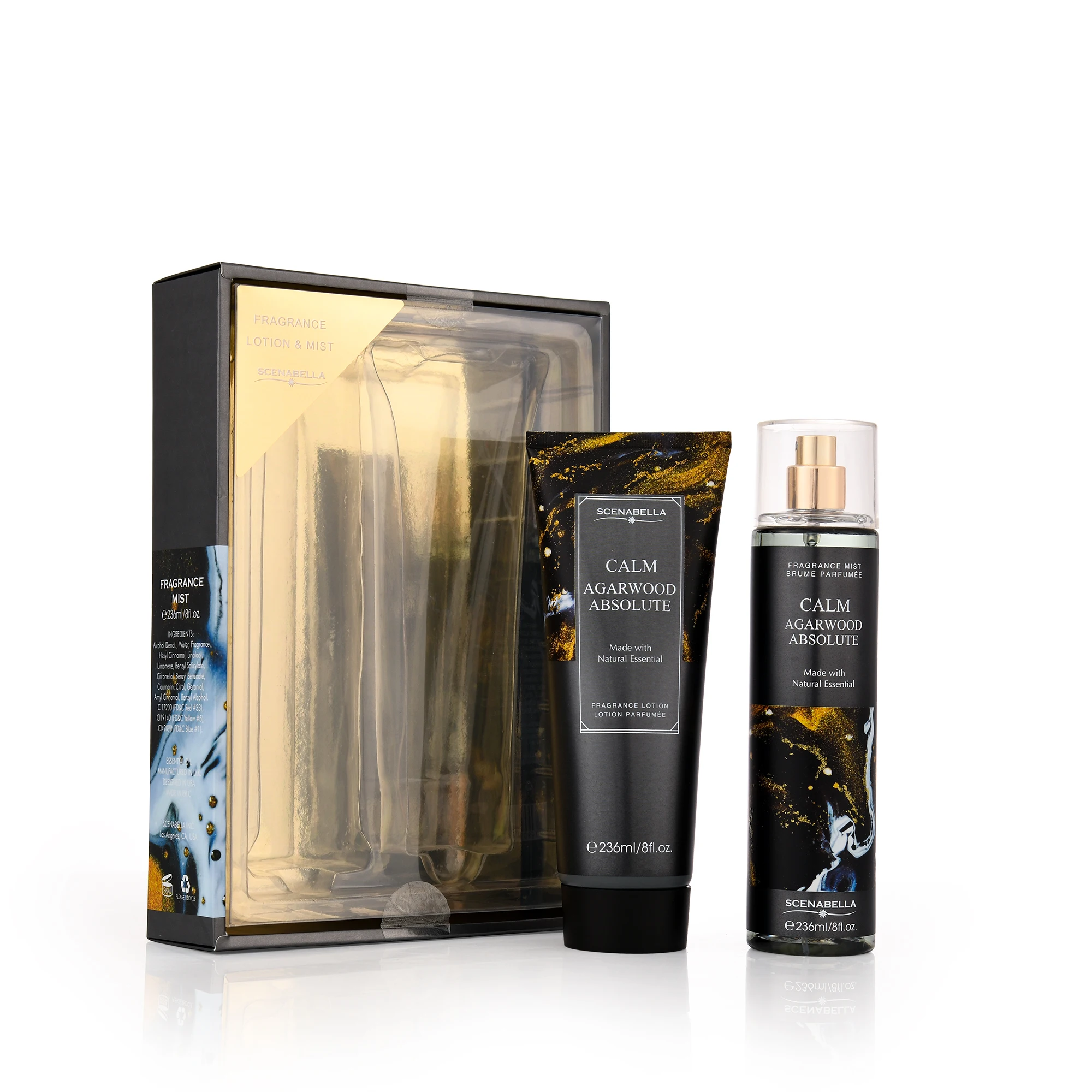 Private Label Gift Set Black Packaging Body Spray Body Cream Perfume Suit For Men