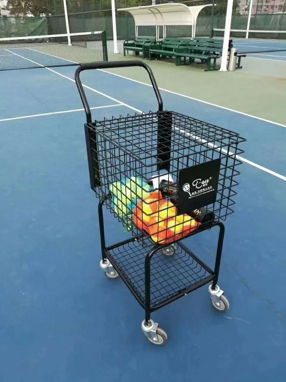Factory ODM/OEM Portable ball cart for tennis ball cart  tennis cart large storage capacity holds 300 tennis balls