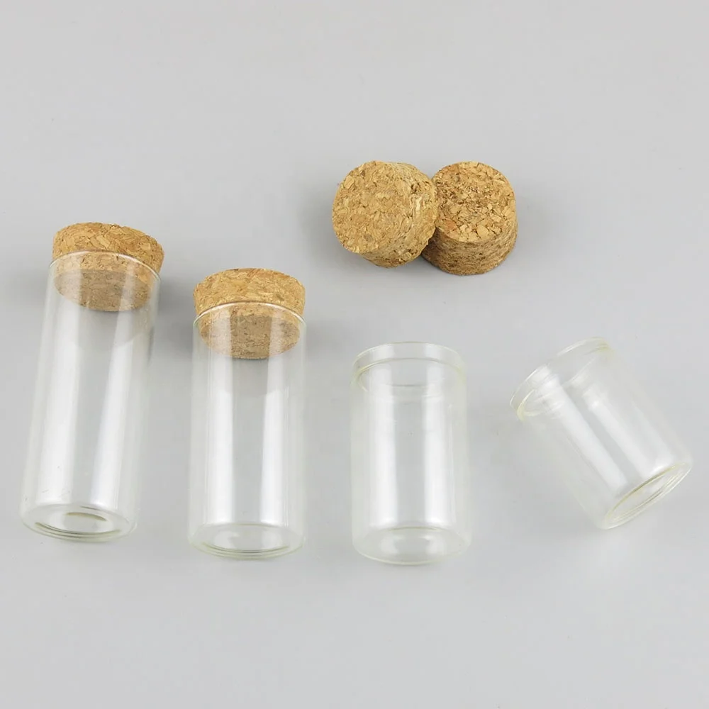 free sample 15ml 20ml 25ml 30ml 35ml 40ml 50ml 60ml clear glass flat bottom test tube with cork stoppers for goods packaging