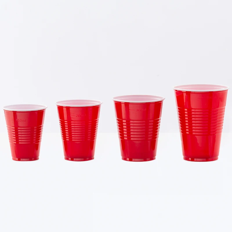12oz 16oz 18oz Wholesale Price Disposable  Clear Water  Red Drinking Cups for Party