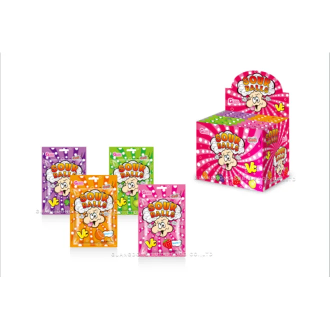
OEM Hot Sale Ball Shape Super Sour Fruit Hard Candy 