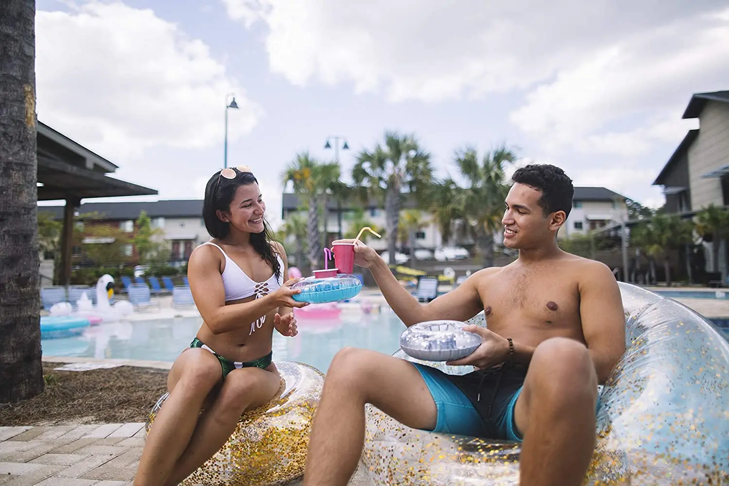 Inflatable Holographic Glitter Chair Perfect for Kids Rooms Game Rooms Dorms Parties Indoors and Outdoors Easy Set up