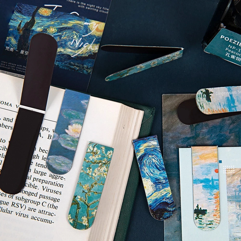 Creative Magnetic Bookmarks Van Gogh Literature Art Series DIY Decoration Books Mark