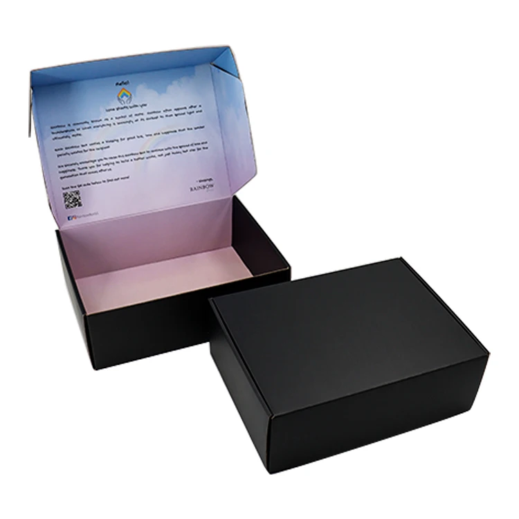 W156 Custom Logo Two sides Printing Cardboard Print Rainbow Color Fold Gift Mailing Shipping Packaging Mailer Corrugated Box
