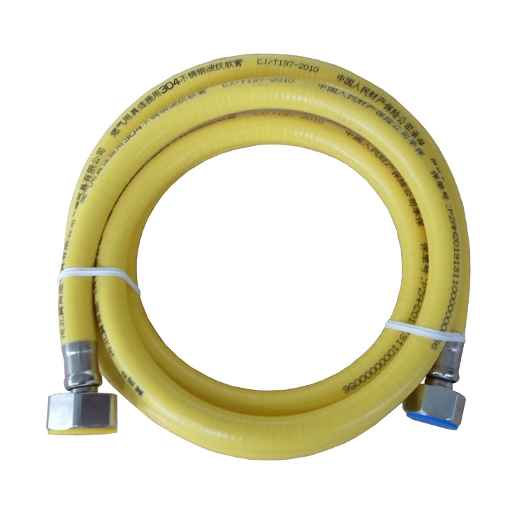 Stainless steel natural gas hose Yellow flexible gas pipe