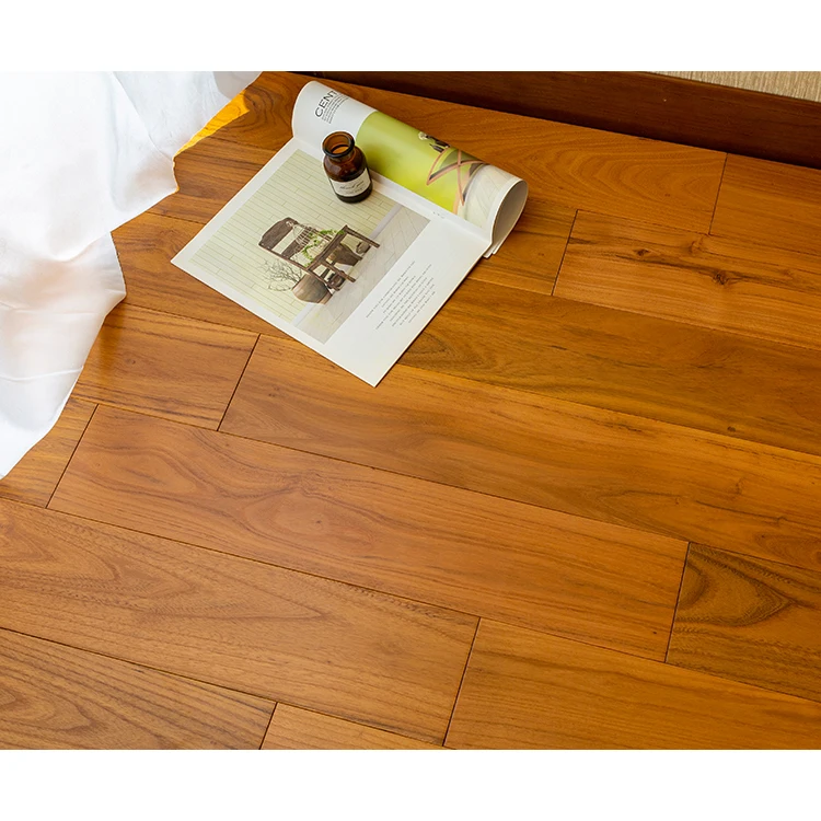 Household living room golden teak wood flooring