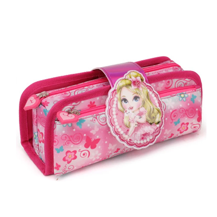 Wholesale Girls Stationary Zipper School Pencil Bag Foldable Kids Custom Pencil Pouch