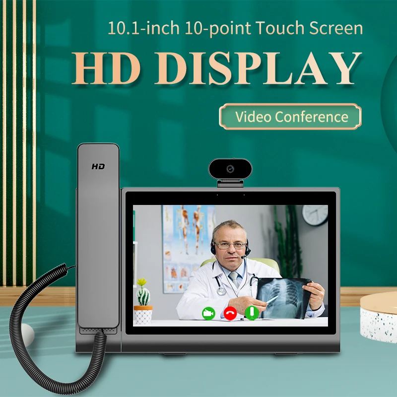 HD Voice Removable Camera Conference Terminal High quality Touch Screen Bluetooth SIP IP Video Android Desk Phones