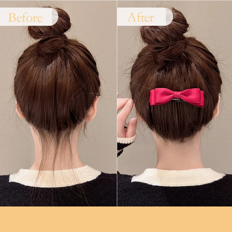 Korean Stereoscopic Children ribbon Bow Bangs Hair Comb Hair Clip Accessories Flip Non-Slip Simple Fork