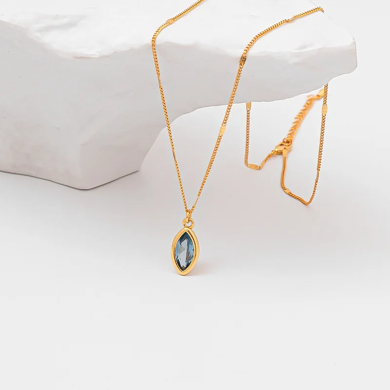 18K gold plated Necklace Women Chocker Stone Pendant necklaces stainless steel chain necklace for women