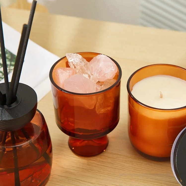 Wholesale 10 oz Amber Round Bottom Empty Candle Jars for Candle Making