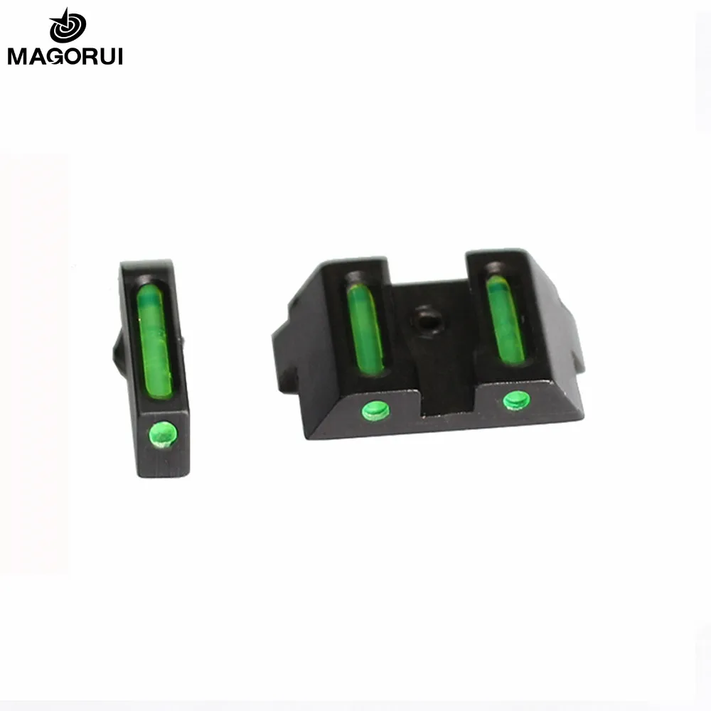 MAGORUI Handgun Tactical Front Rear Fiber Optic Combat Sight fit Glock standard models pistols