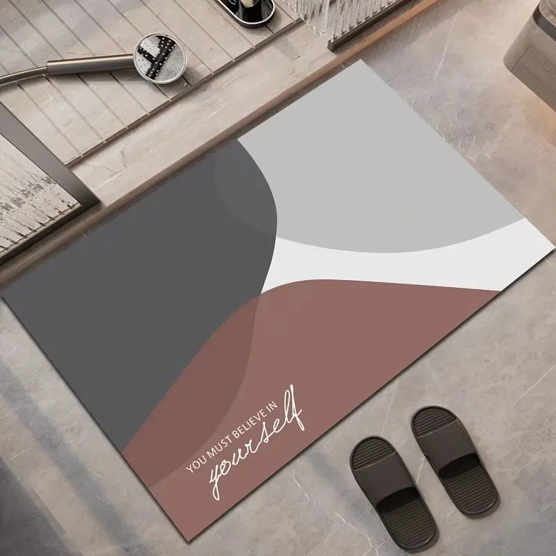 Absorbent Bathroom Mat Rubber Bath Floor Mat Diatomite Water Absorbing Rug
