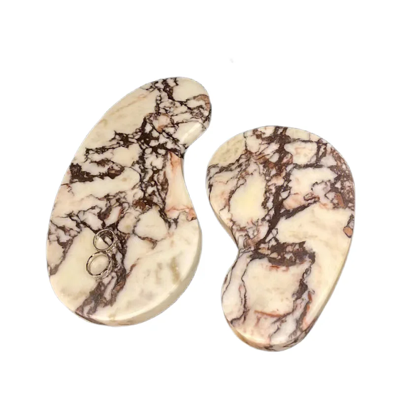 stonekocc Italian Luxury Natural Marble Calacatta Viola Violet Minimalist Trinket Catchall Tray for Perfume Food Plate Slate