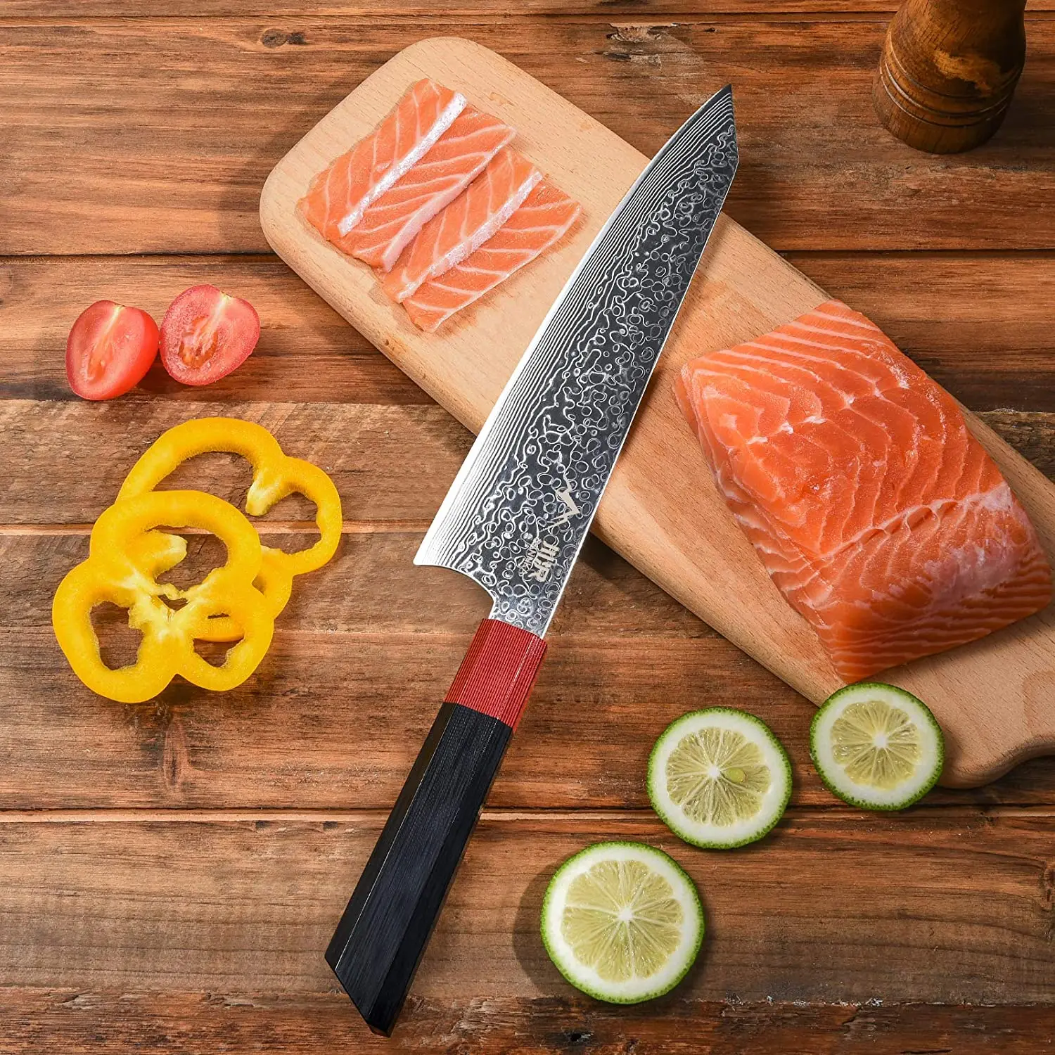 Multipurpose 8 Inch G10 Handle Chef Knife Damascus Steel  Kitchen Knife  For Home Restaurant Market