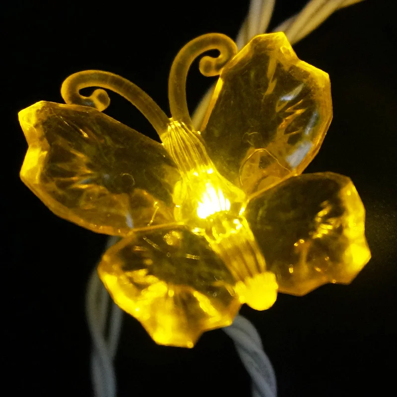 Бабочка гирлянда 10 светодиодов теплый белый для весенне-летнего украшения