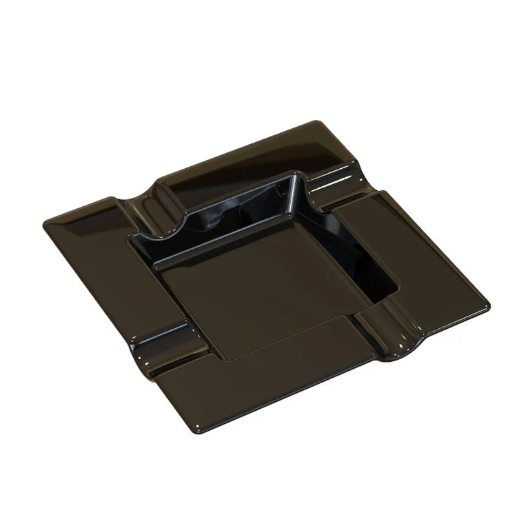 
RTS 20x20x3cm black anti-slip break-resistant melamine square cigar ashtray for boat & caravan 