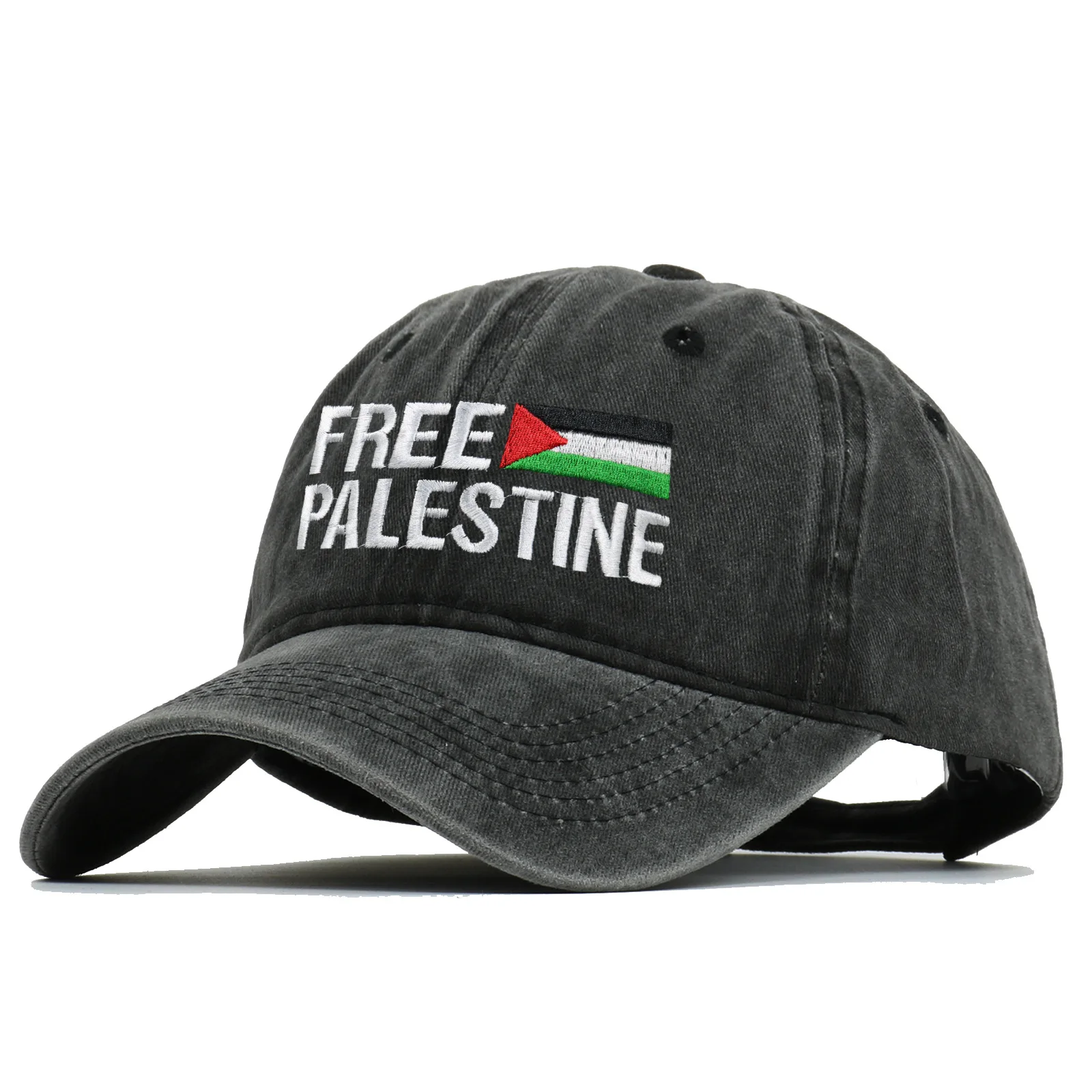 New Design Adjustable Embroidered Cotton Baseball Cowboy Hat Palestine Hat with Wide Brim