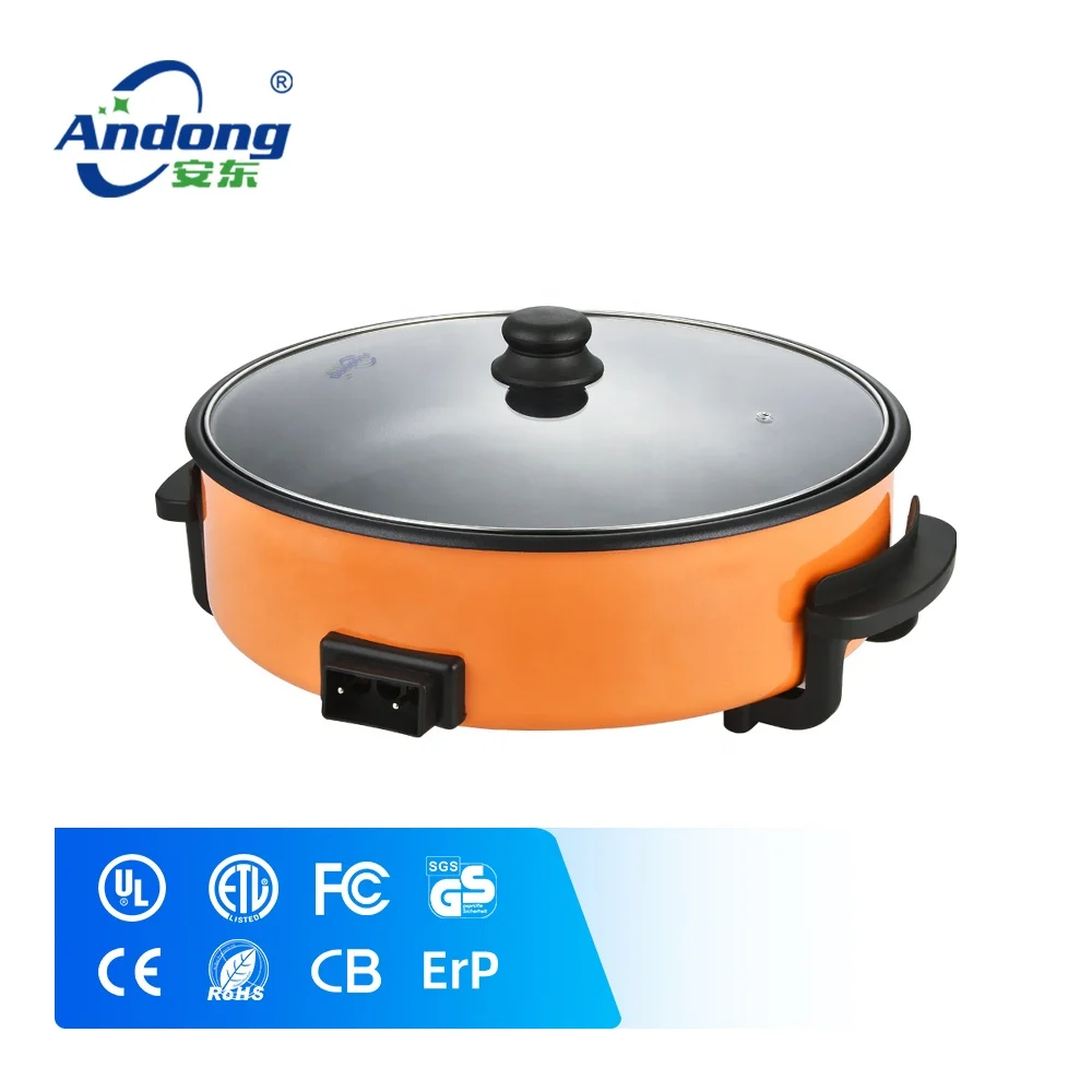 Andong 40cm orange electric pizza grill cooker with 9cm depth hot pot