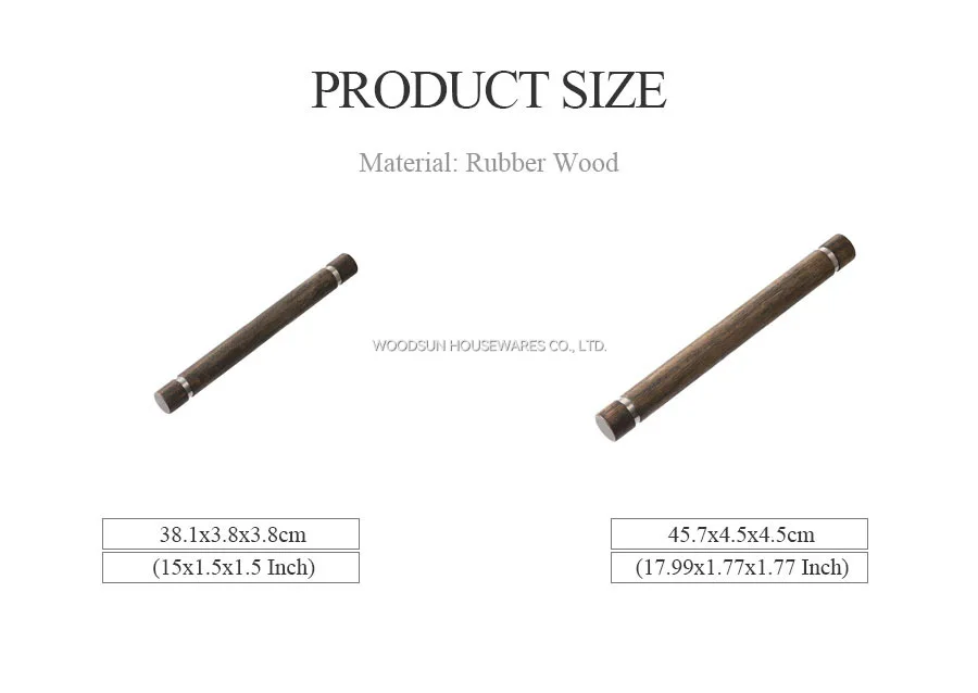 Woodsun 2024 Classic Kitchen Wholesale Stainless Steel Wooden Rolling Pin