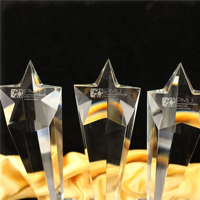 Blank Crystal Trophy Award for Souvenir  Star Shaped Award Trophy Crafts/ Customized Crystal K9 Glass Trophy Award Souvenir