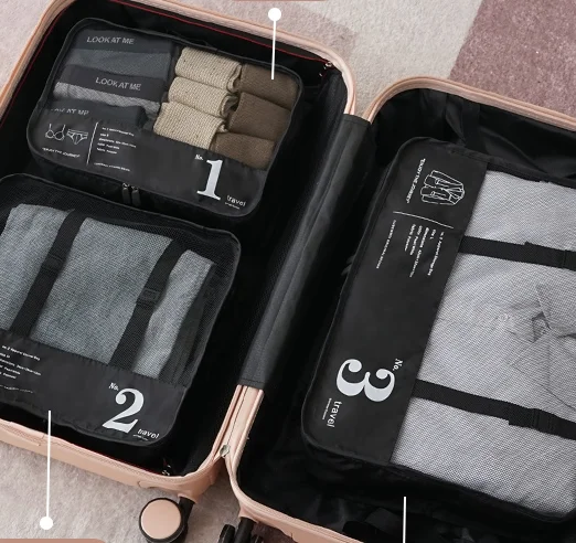 SW Hot Sale Wholesale  Travel Luggage Organizer Suitcase Organizer Packing Cubes 7sets