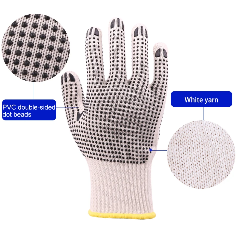 XINGYU Construction Labor Protection Gloves PVC Double-Sided Bead Anti Slip Thick Knitted Gloves