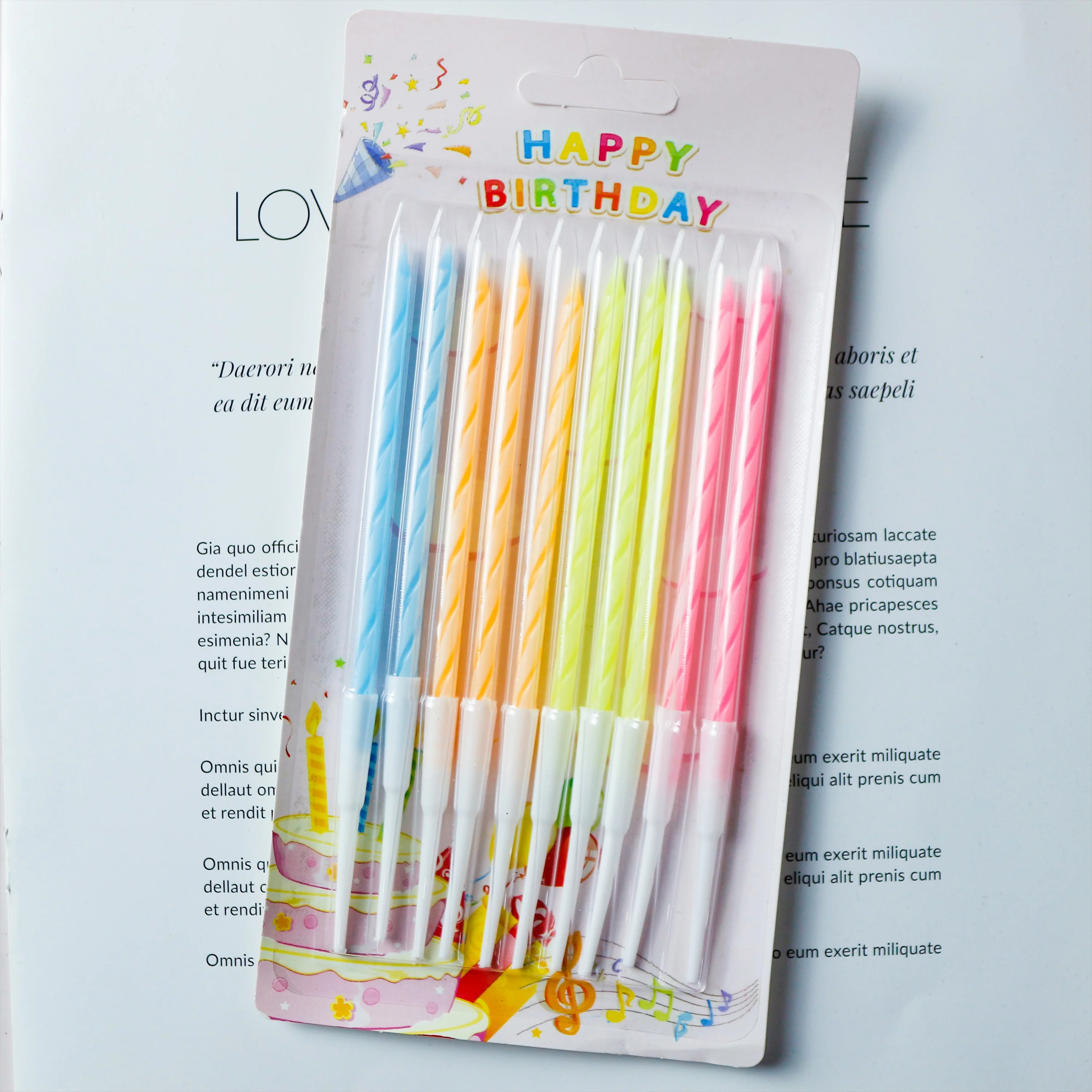 Factory outlet rainbow colored threaded candle cake decorated with festive atmosphere birthday party