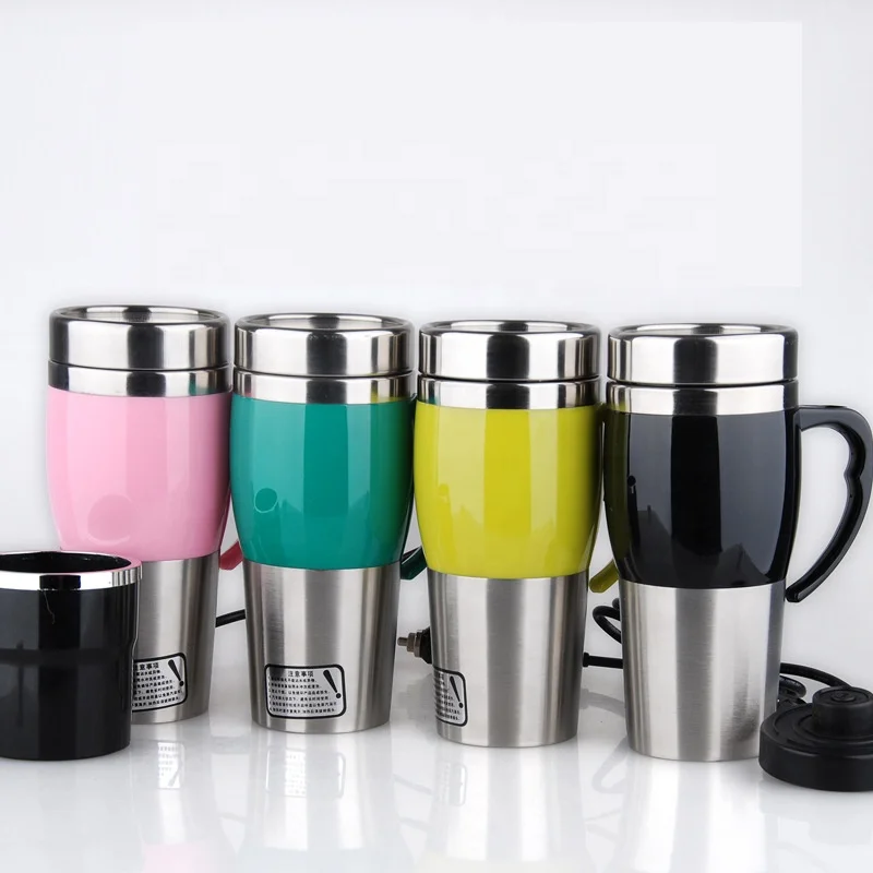 Camping travel portable car stainless steel insulation mug boiled water heating cup 12/24 V car electric kettle