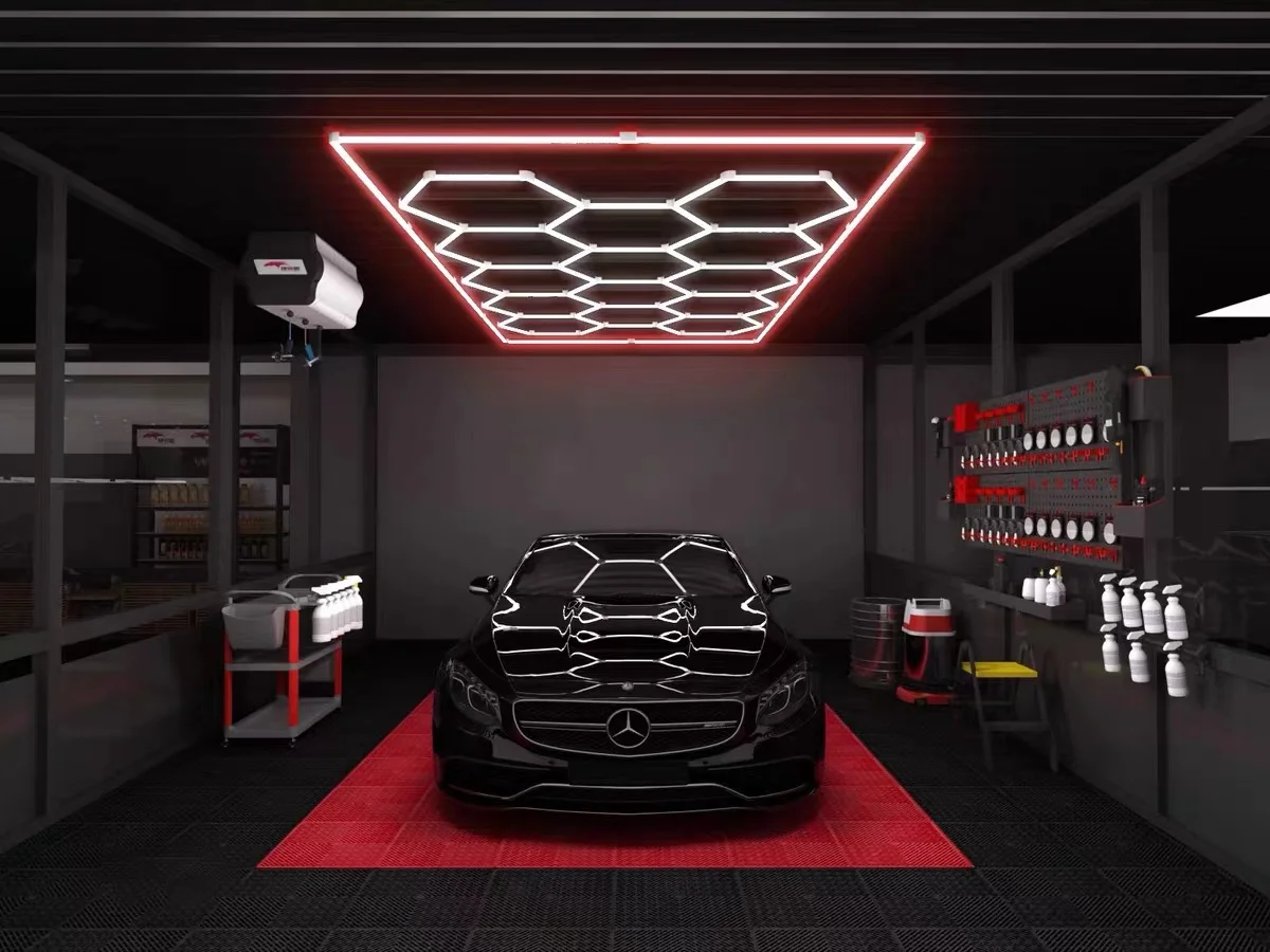 Car garage washing work light rgb honeycomb hexagonal lamp can be customized logo variety style color