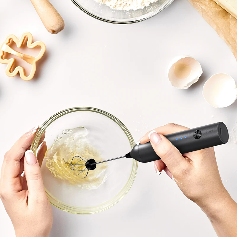 2 IN 1 Electric Egg Whisk Milk Frother Handheld Usb Rechargeable Egg Beater
