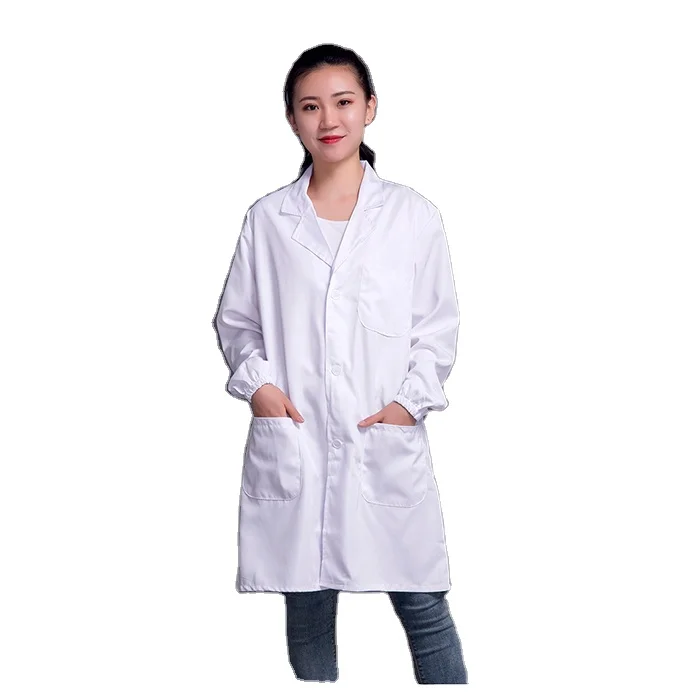 New wholesale custom design long sleeve white lab coat food medical work uniform