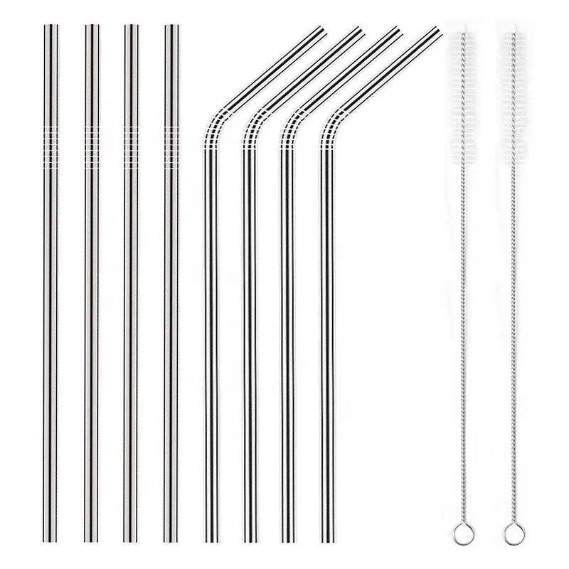 
2020 Amazon Top Seller Stainless Steel Metal Drinking Straws with Cleaning Brush Metal Straws 