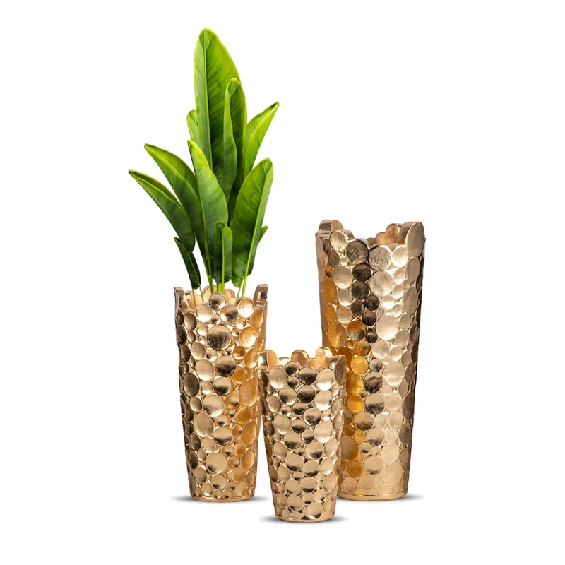 60/80/100cm Large Gold Vases for Flowers Home Decor Luxury Vase Factory Direct Supply Tall Floor Golden Vase