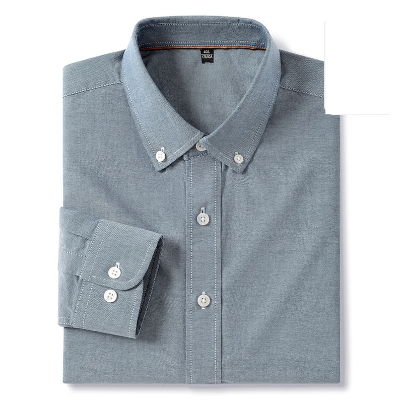 Мужская хлопковая рубашка с длинными рукавами