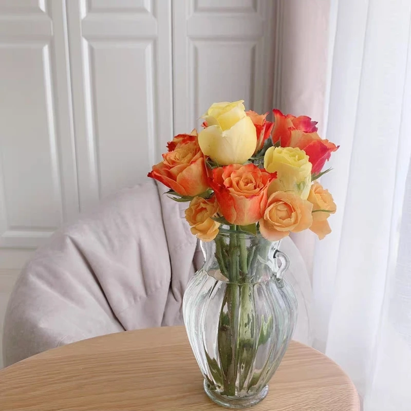 Modern Large Cylinder Glass Flower Vase Clear Glass Vase For Flowers