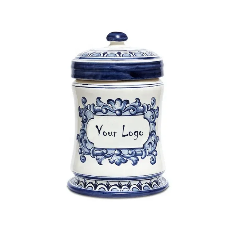 Handmade high quality large capacity moisturizing round ceramic  cigar humidor jar tube container custom logo