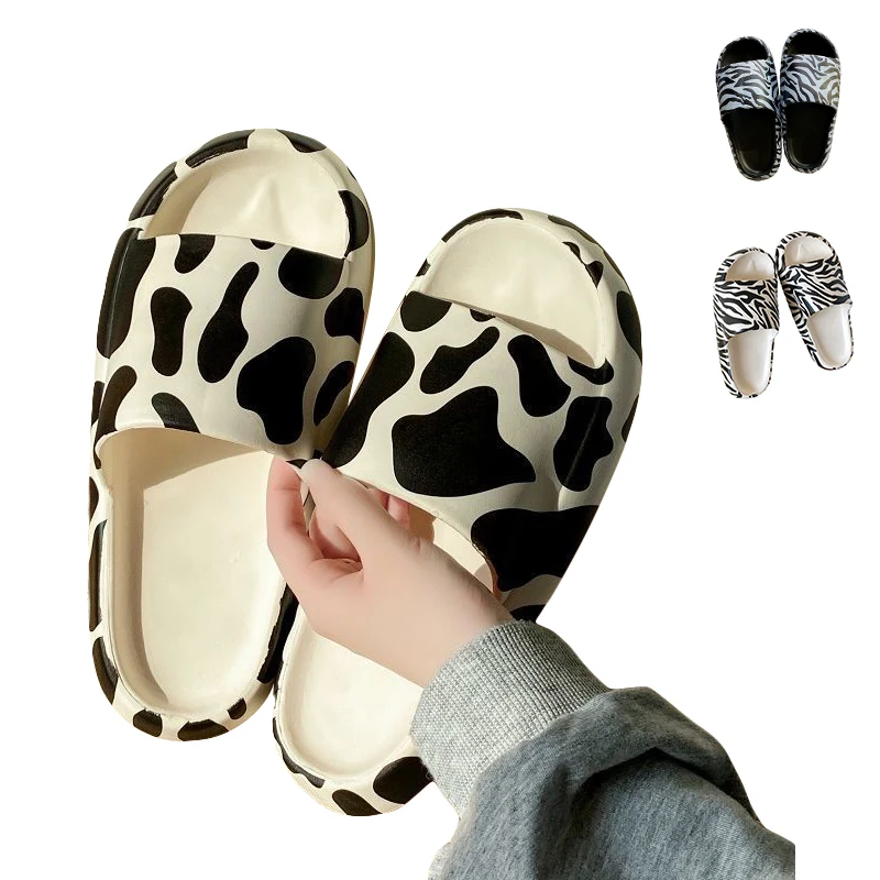 2022 casual shoes slides slippers print cute house slippers cow sports slippers slides footwear