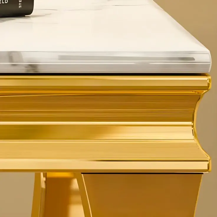 Luxury American Classical End Table Modern Design Side Table Gold Silver Stainless Steel Marble Living Room Furniture