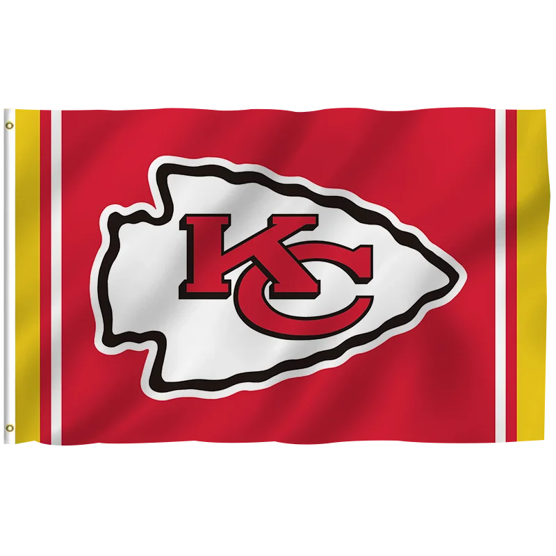 In Stock All  Football Team Flag 3x5ft High Quality Custom Design  100% Polyester Sports Nfl Kansas City Chiefs banners