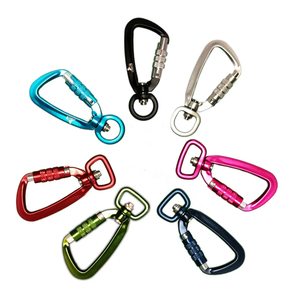 metal shaped twist auto lock dog leash carabiners aluminum anodized aluminum swivel carabiner hook