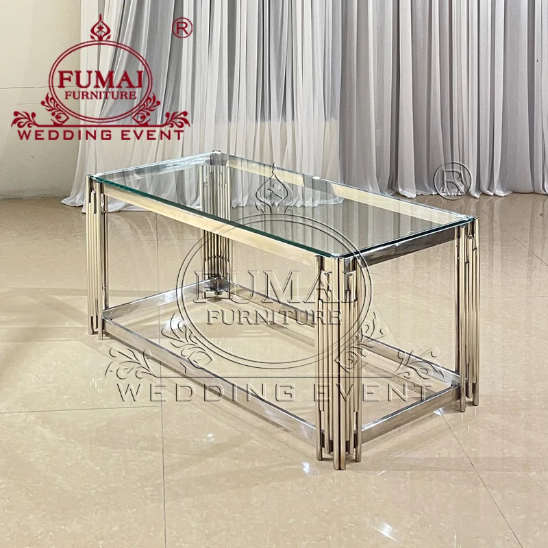 Living Room Stainless Steel  Modern Luxury Centre Glass Coffee Tables