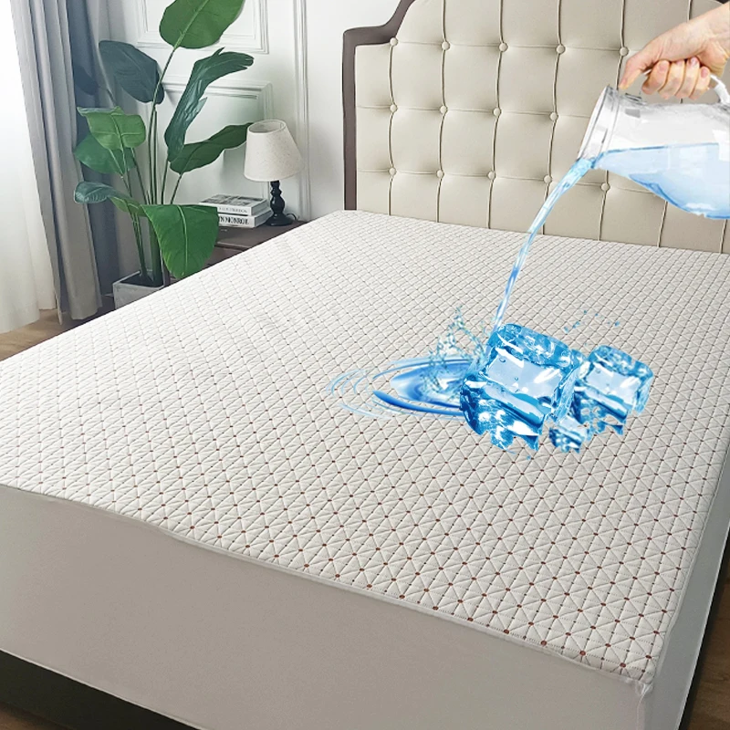 Custom-made Cubre Colchon Hypoallergenic Knitted Jacquard Cooling Waterproof Bed Cover Mattress Protector Pad
