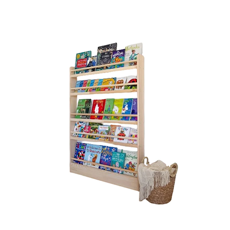 Kindergarten wooden book shelf book storage display stand book holder